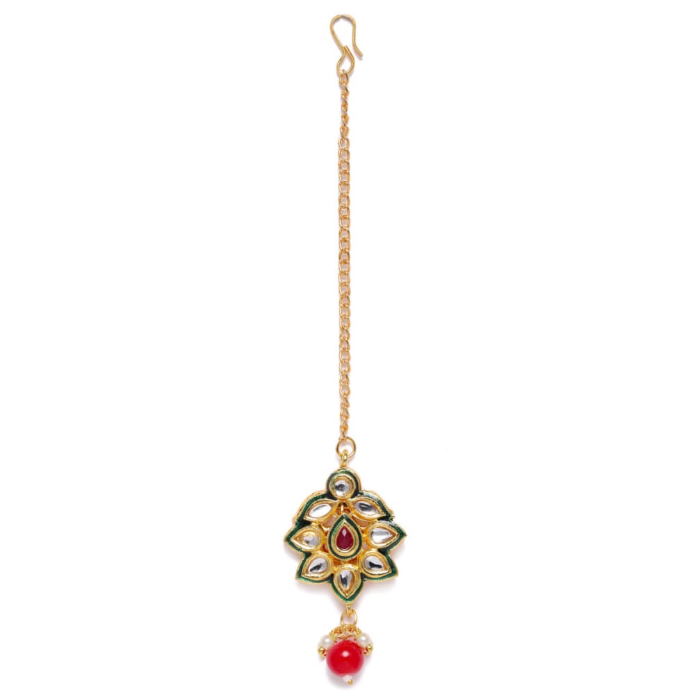 AccessHer Gold-Plated Kundan-Studded Handcrafted Maang Tika