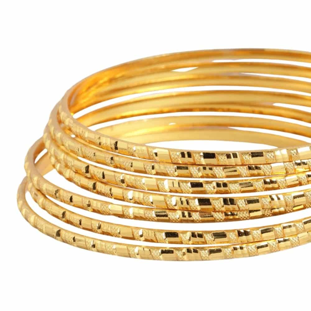 Set Of 8 Matte Gold-Plated Handcrafted Bangles
