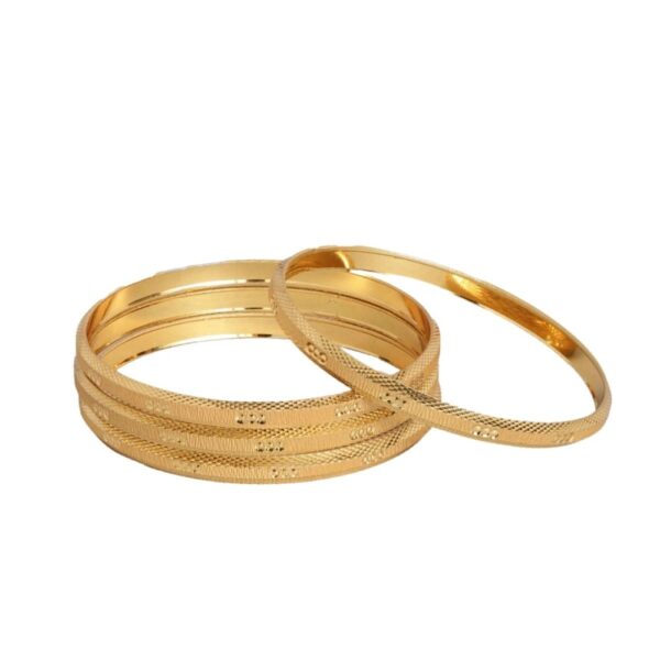 Set Of 4 Matte Gold-Plated Handcrafted Bangles For Women