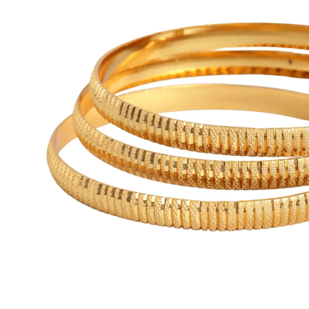 Set Of 4 Matte Gold-Plated Handcrafted Bangles Size