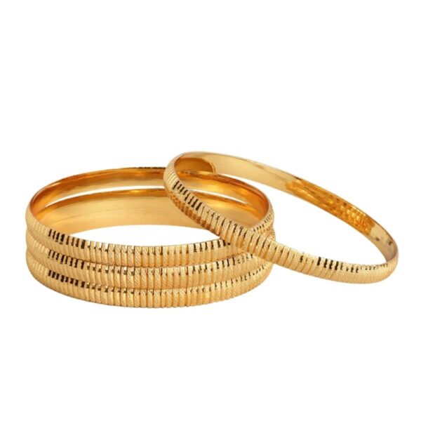 Set Of 4 Matte Gold-Plated Handcrafted Bangles Size - 2.4