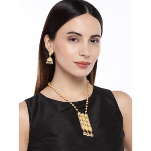 Matt Gold Plated Ethnic Necklace with Jhumki Earrings  for Women