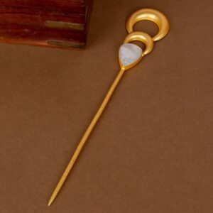 Gold-Toned & White Agate Embellished Hairstick