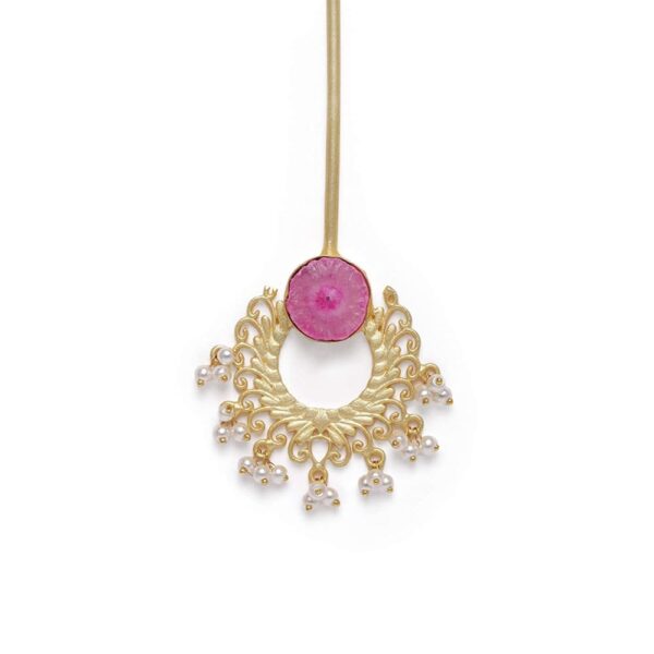 Gold-Toned & Grey stone Pearl and Embellished Hairstick for
