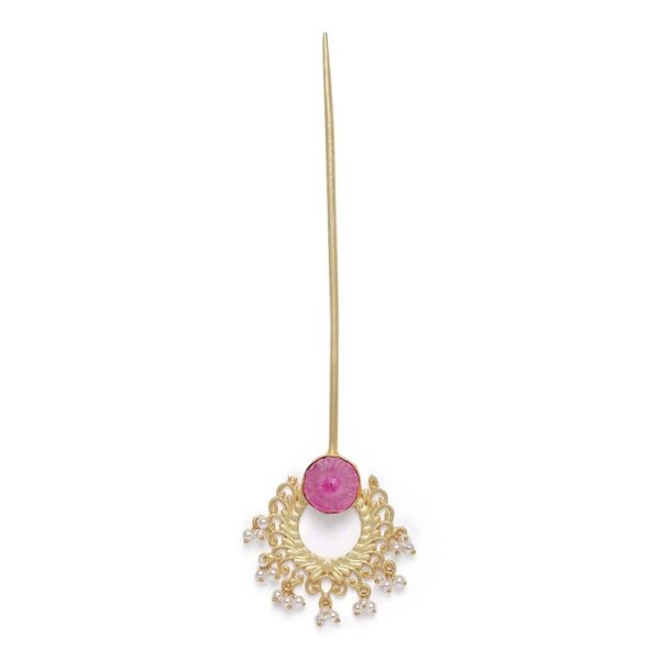 Gold-Toned & Grey stone Pearl and Embellished Hairstick for