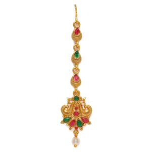 Matte Gold Plated Ethnic Maang Tika for Women
