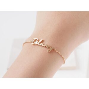 Matte Gold Plated Personalized Initial Bracelet for Men and Women