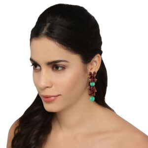 Multi Color Brass Material Red and green beads Earrings