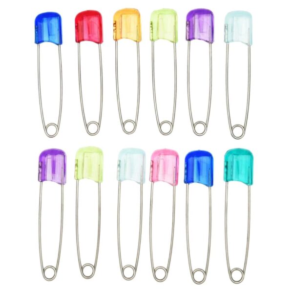 BR0119SNYP60M-AccessHer Multi Color Brass Pack of 12 Safety pins - access-her