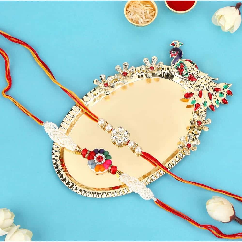 Multi Gift Set of 3 with Traditional Rakhis Pack of 2 &