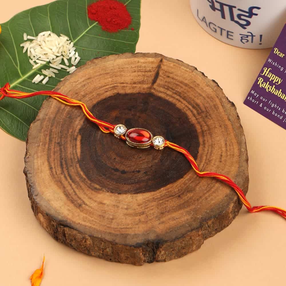 Multi Gift Set of 4 with Delicate Beads Rakhis Pack of 3 &