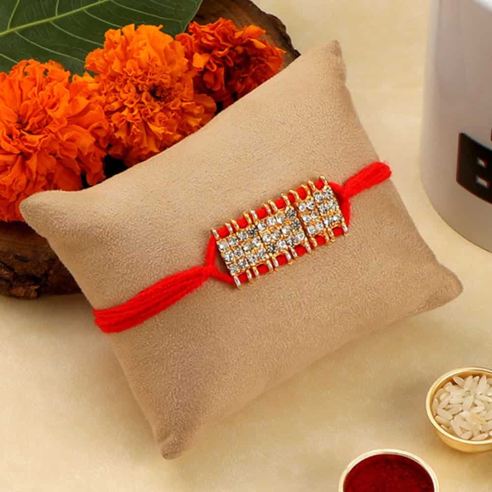Multi Gift Set of 4 with Statement Fabric Rakhis Pack of 3 &