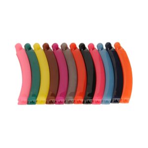 MultiColor Acrylic Banana Hair Claw Clip Pack of 12 for Women