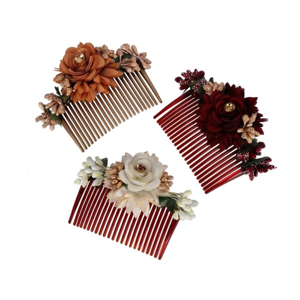 Multicolor Pack of 3 Acrylic Indo Western Fancy Hair Comb