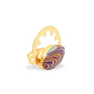 Multicolored Agate Stone Finger Ring for Women