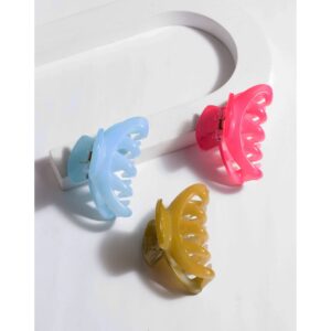 Multicolour Acrylic Hair Clutchers Medium Size Set of 3 for Women