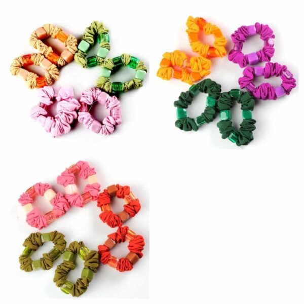 ACCESSHER Cotton Beaded Hair Ties Hair Band Multi Color