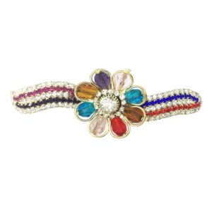 Multicolour Crystal Beads and Rhinestones Embellished Hair Barrette Buckle Clip for Women