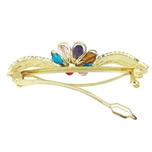 Multicolour Crystal Beads and Rhinestones Embellished Hair Barrette Buckle Clip for Women