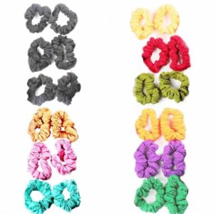 Multicolour Fabric Set of 24 Hair Rubber Bands/ Hair Scrunchies for Women