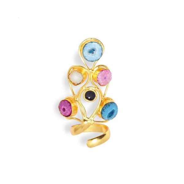 AccessHer Multicolored Agate Stone Finger Ring- FR0918M88P10