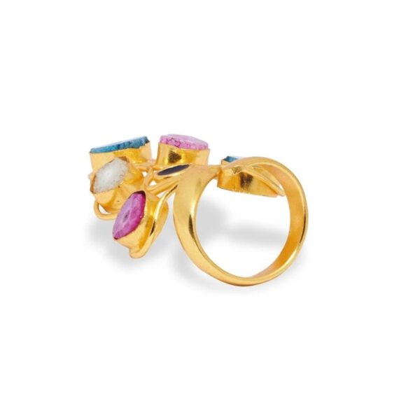 AccessHer Multicolored Agate Stone Finger Ring- FR0918M88P10