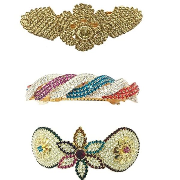 ACCESSHER Multicolour Brass Stone and Beads Studded Hair