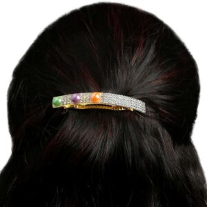 Multicolour Rhinestones Studded Hair Barrette Buckle Clip for Women