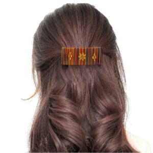 Multicolour Silk Threaded Stones Embellished Hair Barrette Buckle Clip for Women