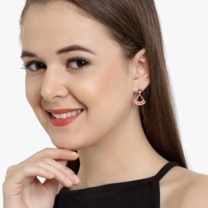Multicolour Stones Studded Rose Gold Plated 92.5 Sterling Silver Delicate Dangle Earrings for Women