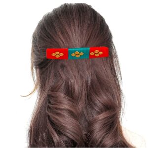 Multicolour Threaded Hair Barrette Buckle Clip for Women