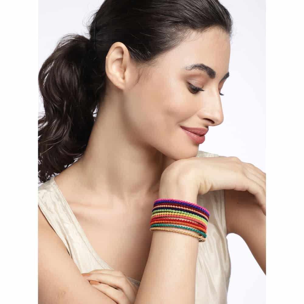 Multicolour Velvet Bangles Set of 12 for Women - Bangles