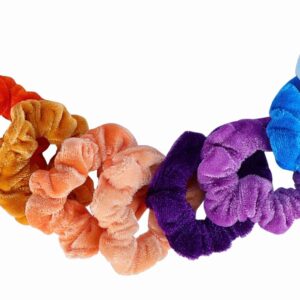 Multicolour Velvet Fabric Elastic Rubber Bands/ Scrunchies Pack of 24 for Women