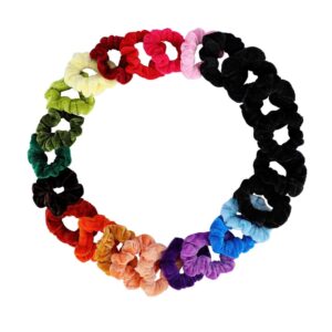 Multicolour Velvet Fabric Elastic Rubber Bands/ Scrunchies Pack of 24 for Women