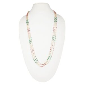 Multilayered Multicolor Pearl Ruby Emerald Ganthan Mala for Women