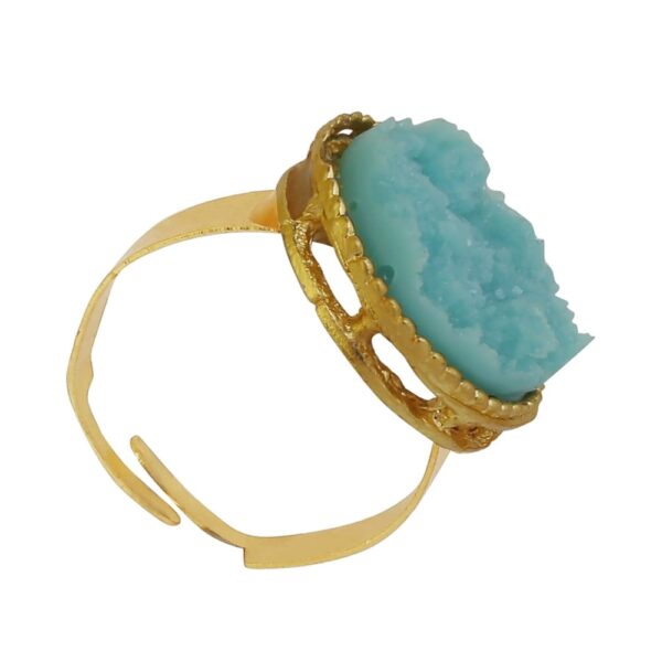 Ocean Blue Druzy Stone Handcrafted Finger Ring