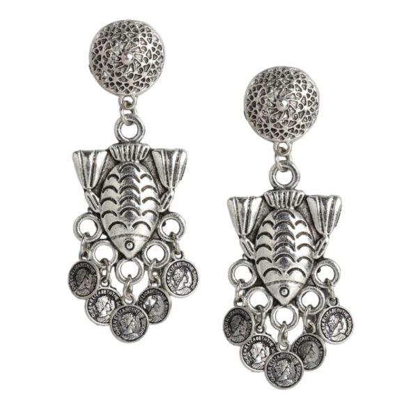 Oxidised silver classic temple style coin Dangle drop