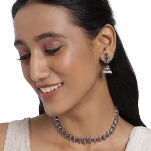 Oxidised Ruby Studded Necklace Set for Women