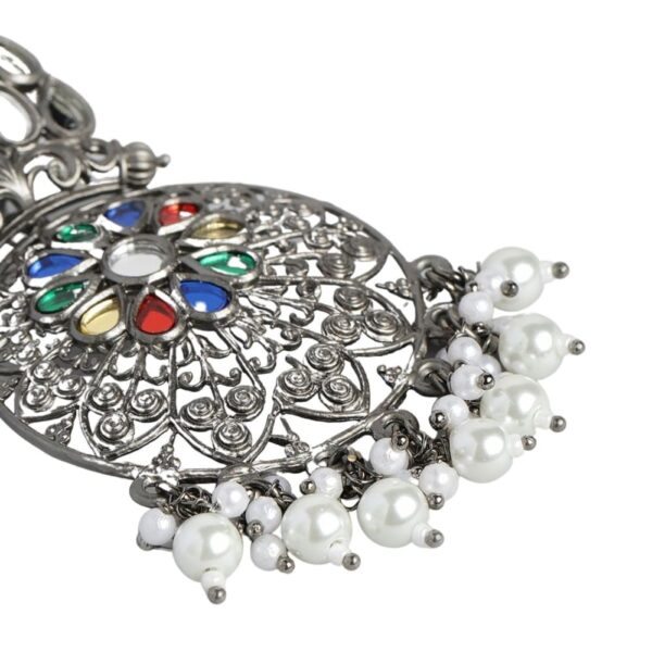 Accessher Oxidised Silver Mirror and pearl embellished