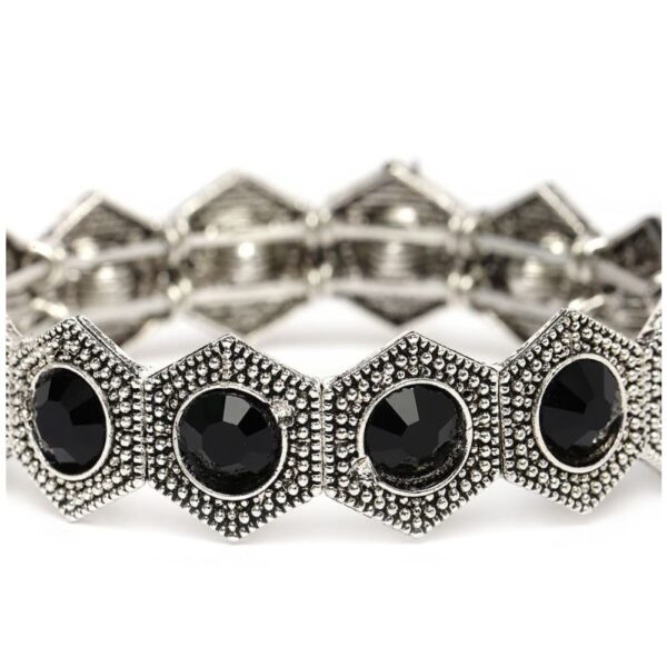 Gold-Plated AD Black Cuff Handcrafted Studded Bracelet-