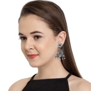 Oxidized Silver Stylish Dangle Earrings for Women