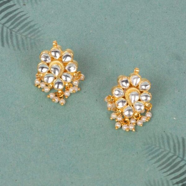 ACCESSHER Traditional Metal and Kundan Jhumki Earrings for