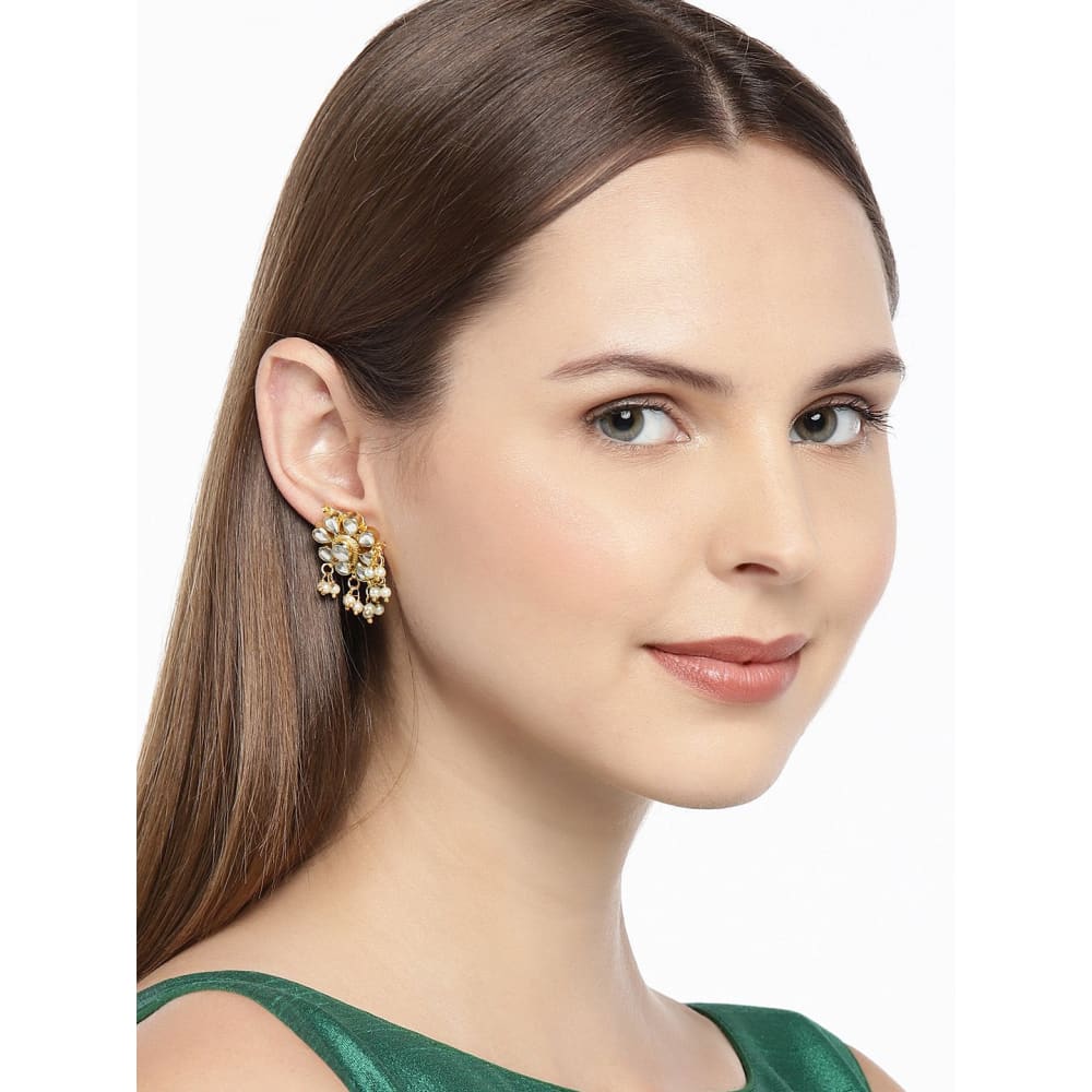 ER0219SR40GW -AccessHer Jadau/Paachi Kundan Stud earrings with Pearl - access-her