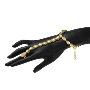 Pack of 2 ethnic Kundan gold haath phool/ring bracelet for women