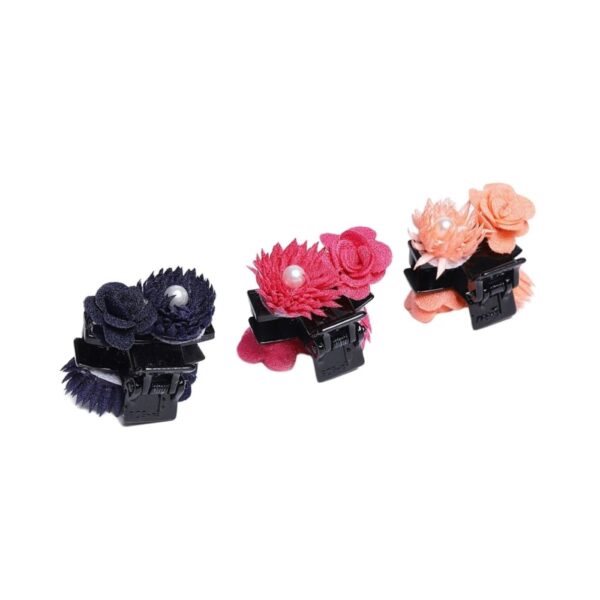 Pack of 3 Acrylic Pink Blue Orange Rose Handcrafted Hair