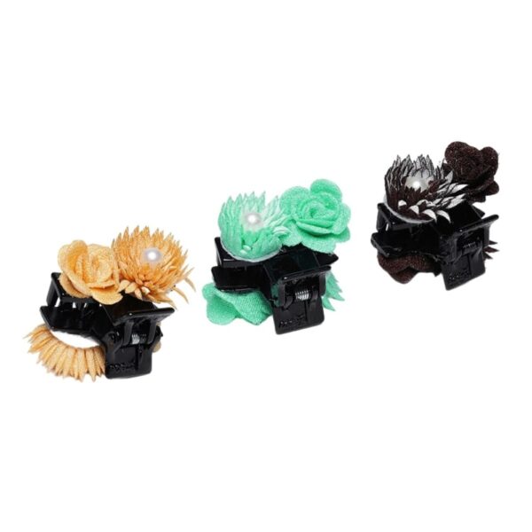 Pack of 3 Handcrafted Rose and Lotus Shaped Embellished Hair