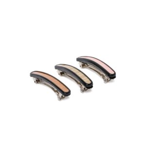 Pack of 3 Handcrafted Solid French Hair Barrettes Buckle Clip for Women