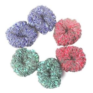Pack of 6 Multicolour Satin Fabric Hair Scrunchies for Women
