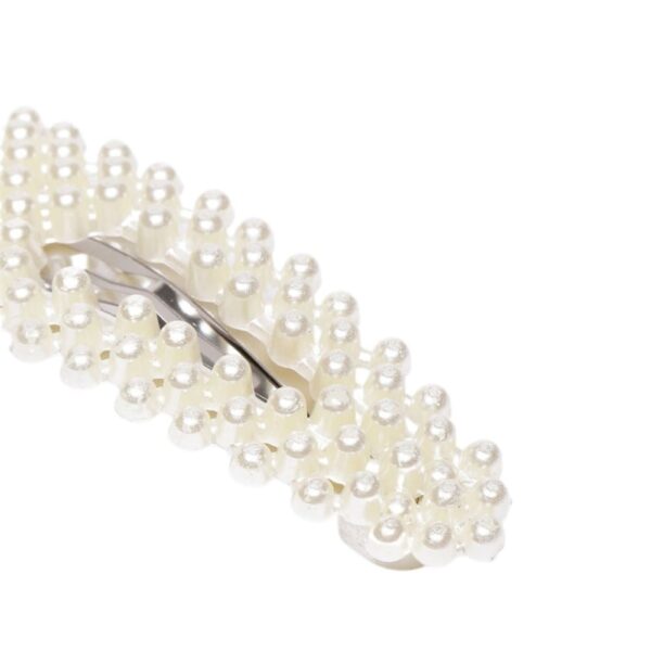 AccessHer White Beaded Tic Tac Hair Clip handcrafted