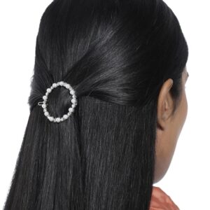 Pearl Studded Silver Plated Hair Pin Pack of 6 for Women